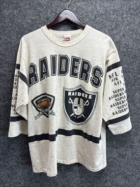 Vintage Los Angeles Raiders Shirt Long Gone Gray NFL Football USA 1991 Large